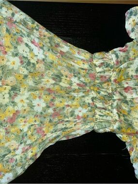 As U Wish Floral Skirt in Green with Yellow & Pink